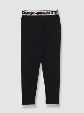 Off-White Kid's Girls' Black Logo Waistband Leggings Size 8